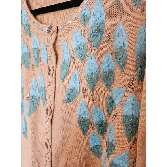 Storybook knits ramie feather button down cardigan Womens xl cottage whimsy 427 - Picture 4 of 9